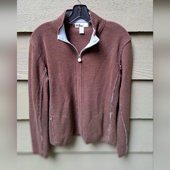NEVE DESIGN Brown 100% Wool Zip Front Sweater Jacket - Large - Picture 2 of 5